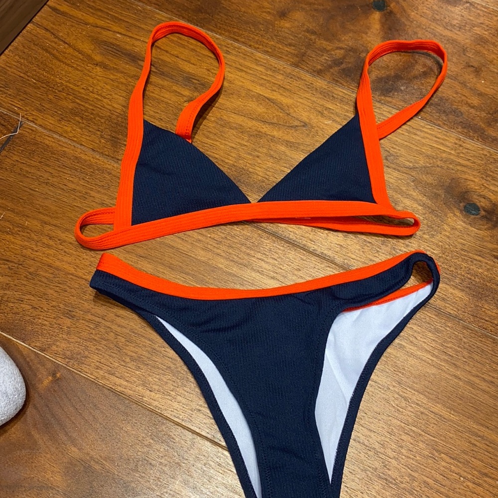 Blue and red bikini